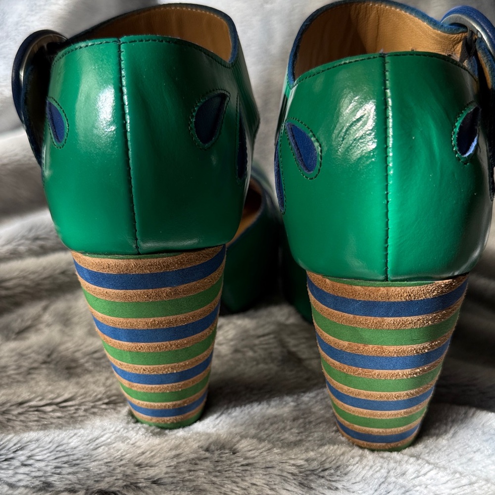 Size 6 Fluevog Green Maier Platform Heels - Picture 3 of 9